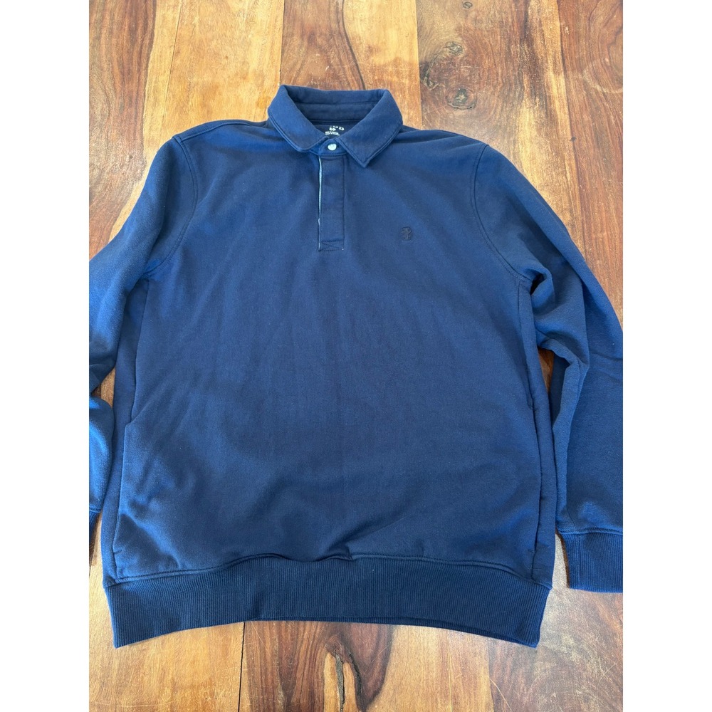IZOD sweatshirt women size S navy blue polo collar fleece lined long sleeve